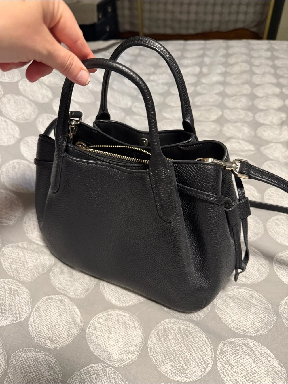 kate spade Black Pebbled Leather Satchel with Shoulder Strap